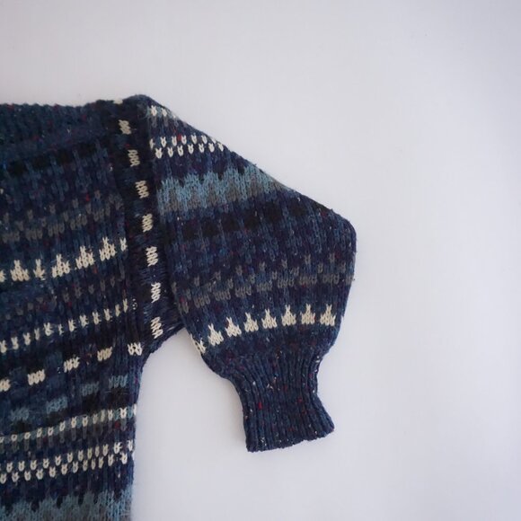 Vintage Fabrizio Navy Multicolour Turtleneck Knit Sweater Cabincore Minimalist M - Picture 4 of 8